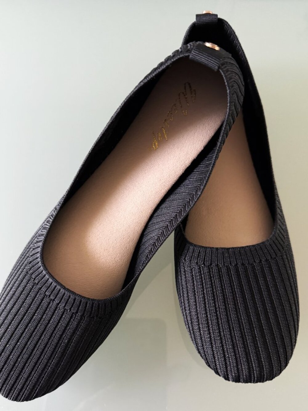 Women's Flats Shoes Weestep Black round toe ballet flats stretch knit size 10